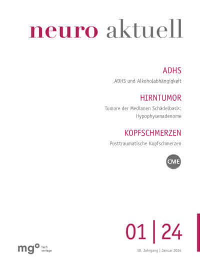 Cover neuro aktuell Januar 2024 - Themen ADHS, Hirntumor, Kopfschmerzen, CME-Fortbildung, 38. Jahrgang.